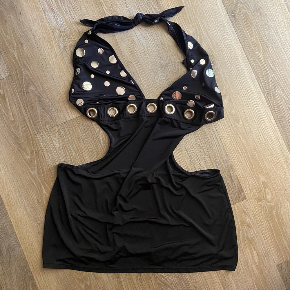 Y2K Black Cut Out Mini Lingerie Size XL